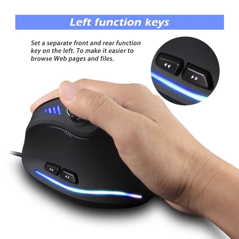 Master C18 Rocker Vertical Gaming Mouse - Wired E-sports Mouse, Custom Macro Programming