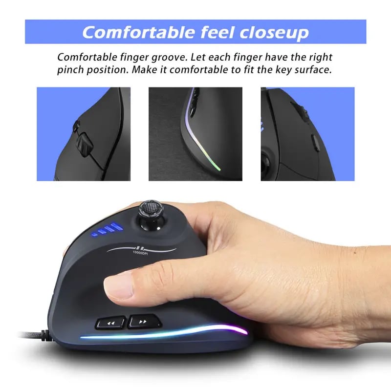 Master C18 Rocker Vertical Gaming Mouse - Wired E-sports Mouse, Custom Macro Programming