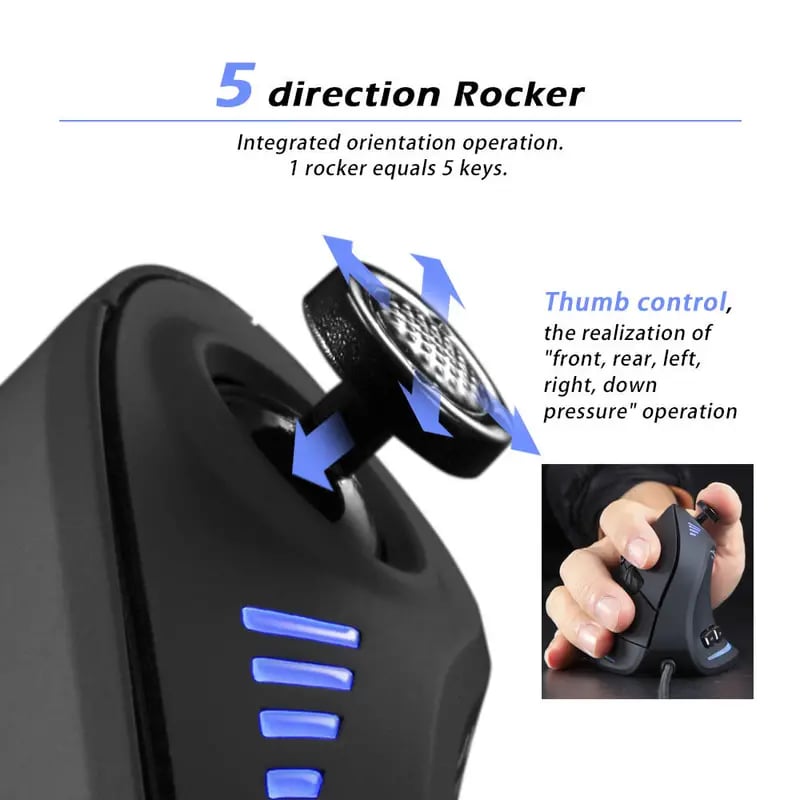 Master C18 Rocker Vertical Gaming Mouse - Wired E-sports Mouse, Custom Macro Programming