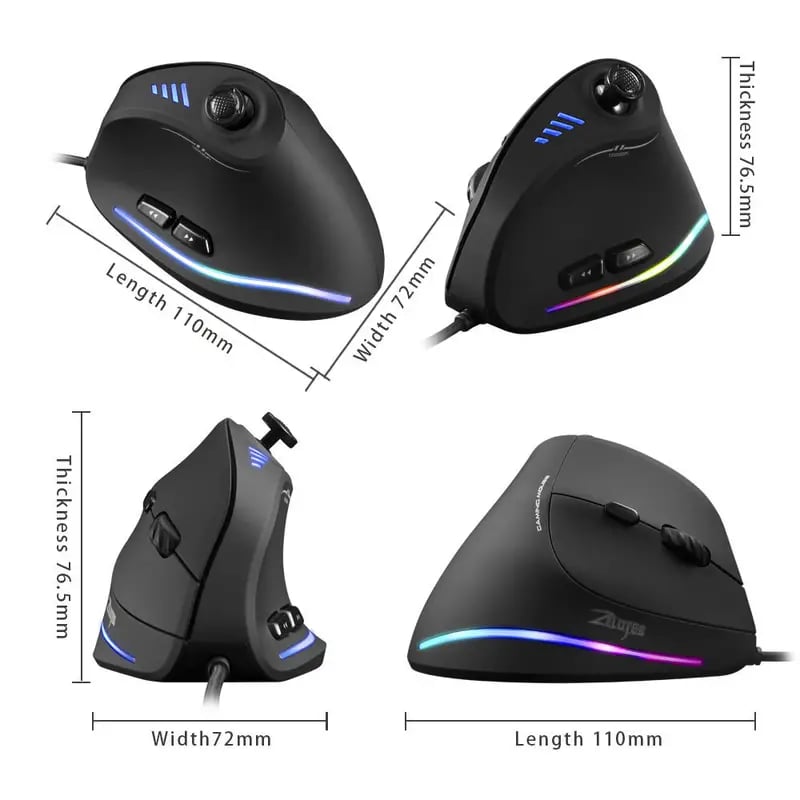Master C18 Rocker Vertical Gaming Mouse - Wired E-sports Mouse, Custom Macro Programming