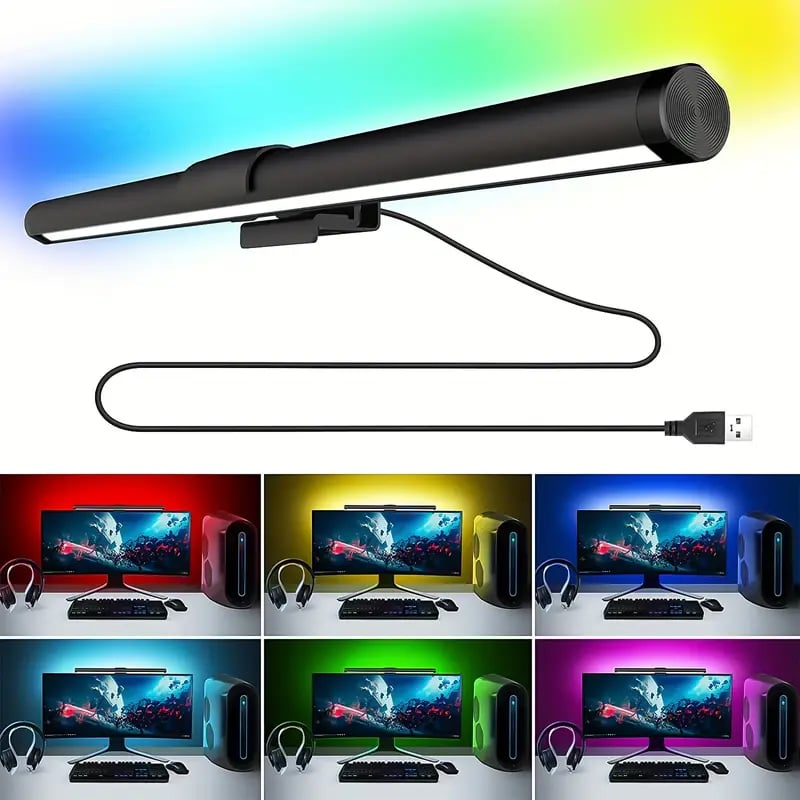 USB Monitor Light - RGB Gaming LED, Touch Control, Stepless Dimming, Eye Protection, Space-Saving