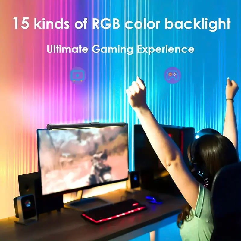 USB Monitor Light - RGB Gaming LED, Touch Control, Stepless Dimming, Eye Protection, Space-Saving