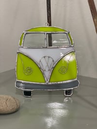Stained Glass Vintage VW Bus-Lime Green