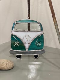 Stained Glass Vintage VW Bus-Turquoise