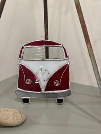 Stained Glass Vintage VW Bus-Red