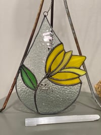 Stained Glass Tulip Teardrop Shaped-Yellow