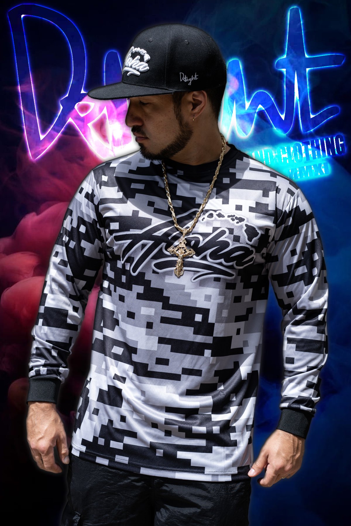 Aloha Islands - Grey Digital Camo Longsleeve