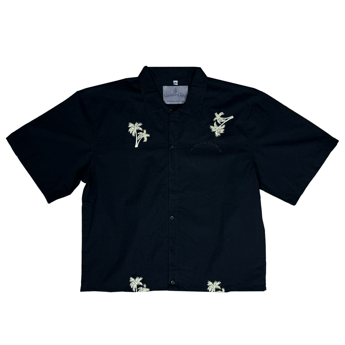 Image of linen palm shirt - black