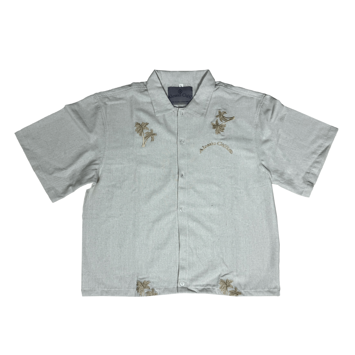 Image of Raw linen palm shirt - white sand