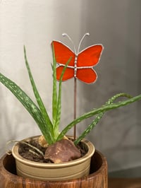 Image 1 of Stained Glass Plant Stake-Orange