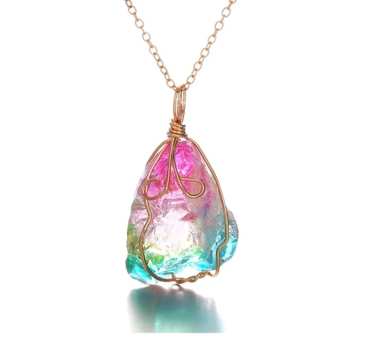 Image of Multi Colored Crystal Quartz Necklace