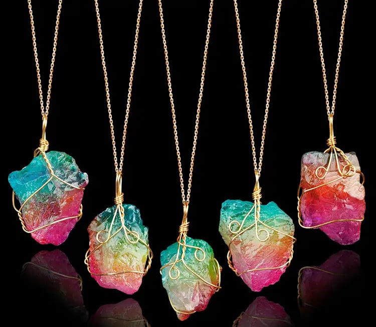 Image of Multi Colored Crystal Quartz Necklace
