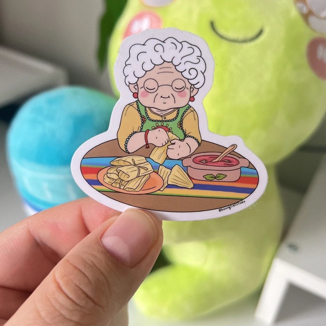 Abuelita Making Tamales Sticker | BunnyCatStudio