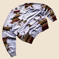 Image 2 of REWORKED NIKE CRACKED BROWN PATTERN KNIT SWEATSHIRT SIZE L