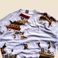 Image 4 of REWORKED NIKE CRACKED BROWN PATTERN KNIT SWEATSHIRT SIZE L