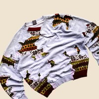 Image 3 of REWORKED NIKE CRACKED BROWN PATTERN KNIT SWEATSHIRT SIZE L