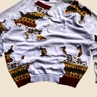 Image 5 of REWORKED NIKE CRACKED BROWN PATTERN KNIT SWEATSHIRT SIZE L