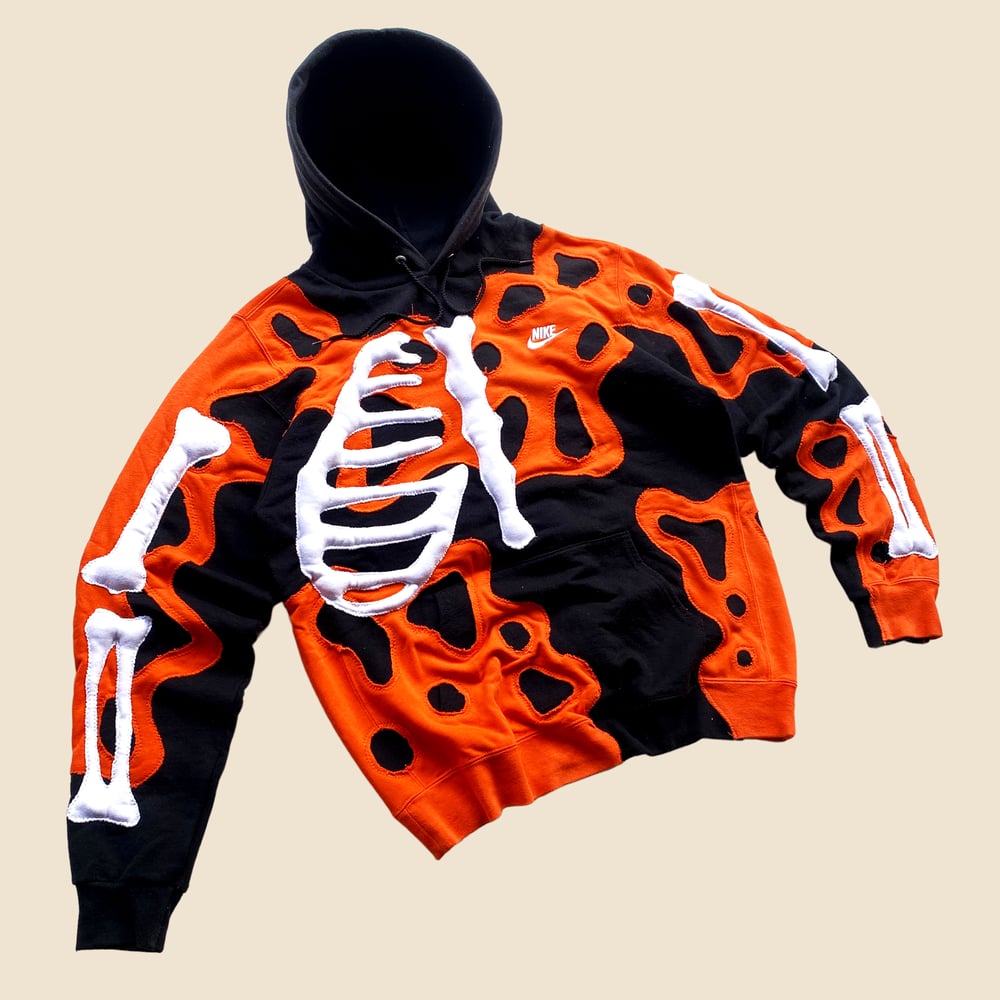 REWORKED NIKE HOLES 3D PUFF SKELETON HOODIE SIZE L