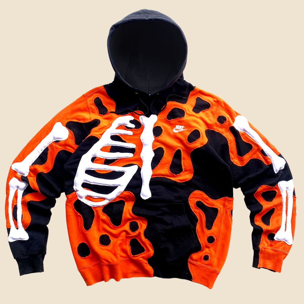 REWORKED NIKE HOLES 3D PUFF SKELETON HOODIE SIZE L