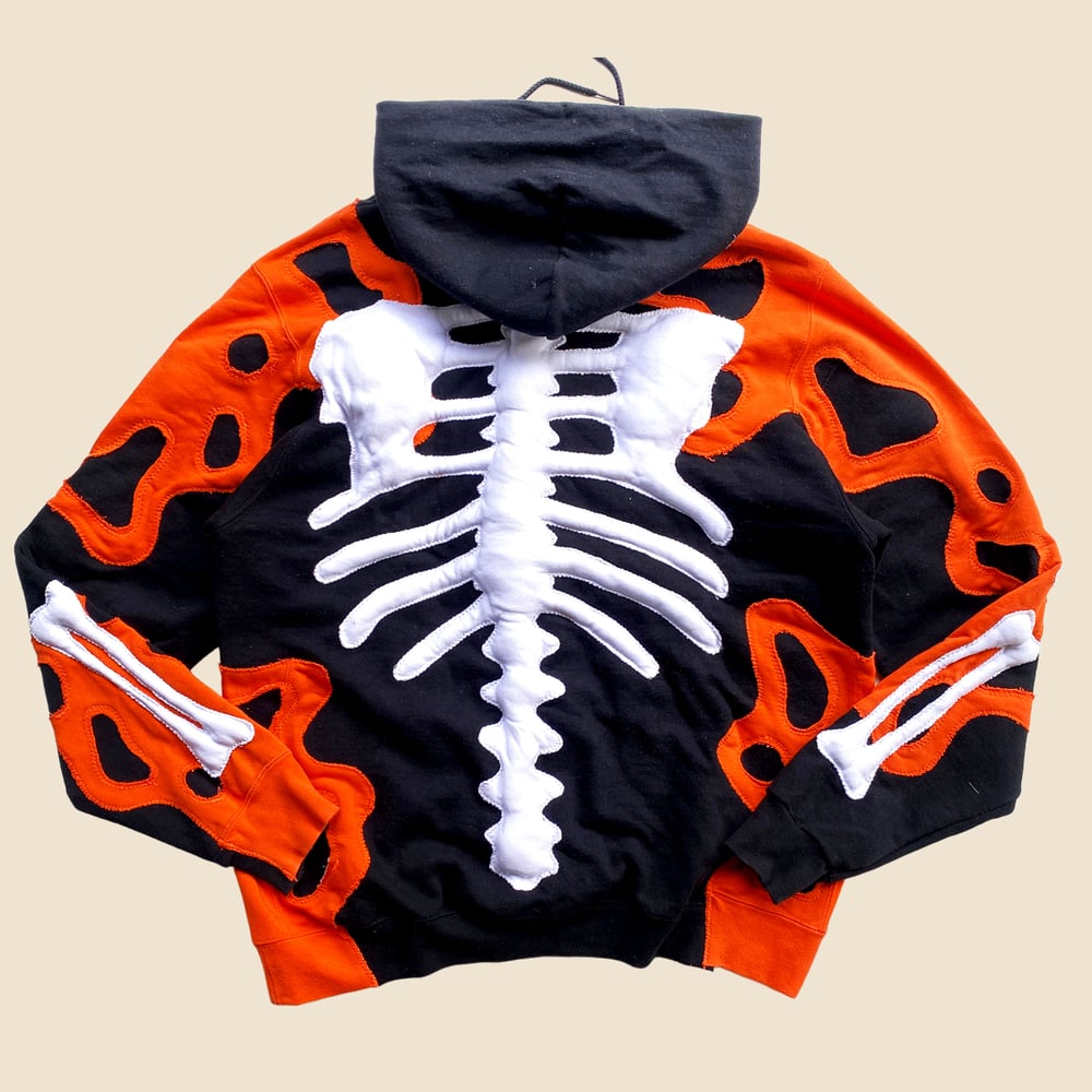 REWORKED NIKE HOLES 3D PUFF SKELETON HOODIE SIZE L