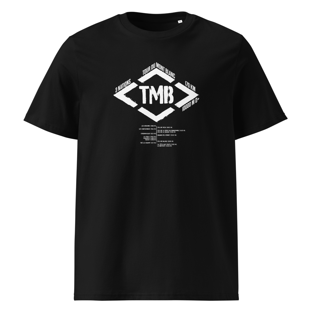 TMB Tour du Mont Blanc / Organic Cotton T-shirt black / white PULSE