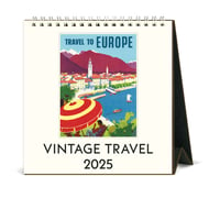 Image 1 of Cavallini & Co. Vintage Travel 2025 Easel Desk Calendar, 6.5"x6.5"