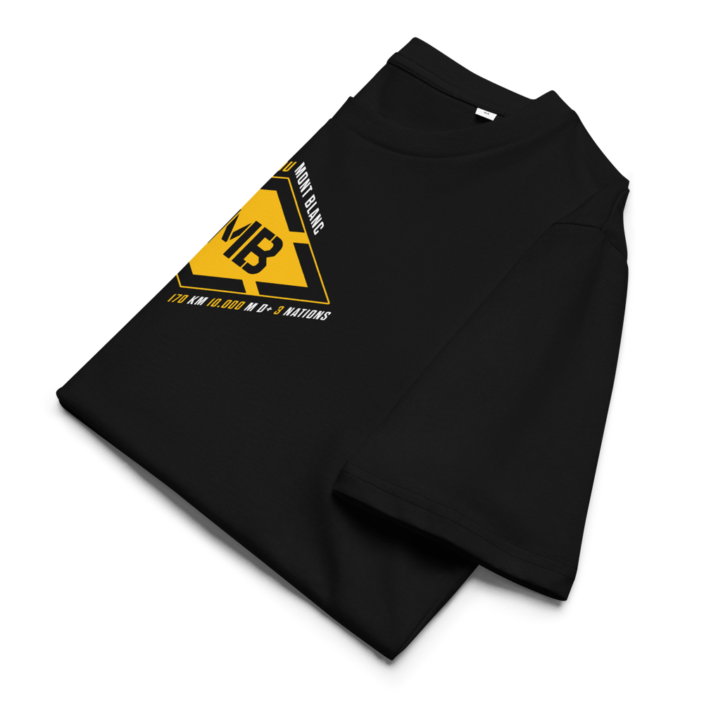 TMB Tour du Mont Blanc / Organic Cotton T-shirt black / yellow / white PULSE