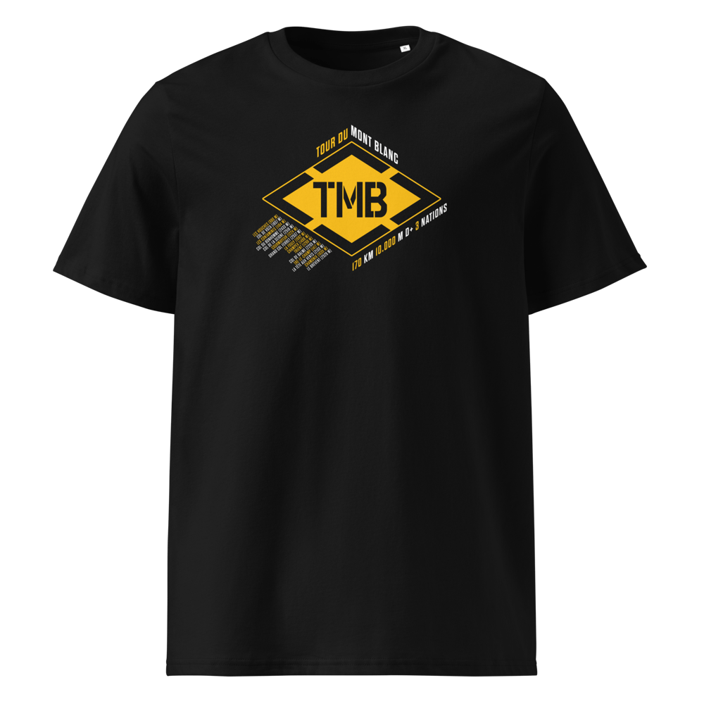 TMB Tour du Mont Blanc / Organic Cotton T-shirt black / yellow / white PULSE