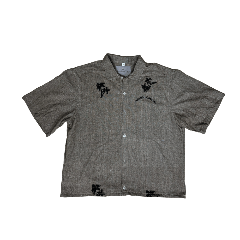 Image of Raw linen shirt - Brown palm