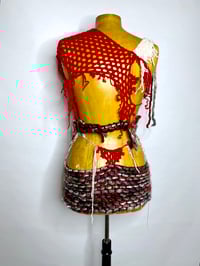 Image 4 of 🎀 PIERCED CAPSULE 🎀 UNIQUE PIECE HANDMADE UPCYCLED CROCHET KNIT THONG MICRO SKIRT