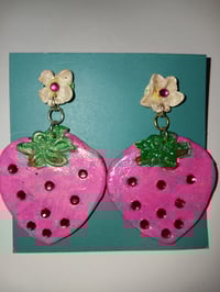 Pink strawberry earrings 