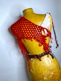 Image 4 of 🎀 PIERCED CAPSULE 🎀 UNIQUE PIECE HANDMADE UPCYCLED CROCHET PIERCED NIPPLE TRIANGLE BIKINI TOP