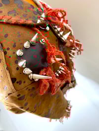 Image 5 of 🎀 PIERCED CAPSULE 🎀 UNIQUE PIECE VINTAGE SPOTTED LEATHER JACKET CUSTOMIZED WITH SPIKES & WOOL