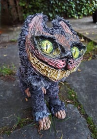 Image 1 of Wuss Puss Coraline Inspired Cat. Alternative doll. Large Green Glass eyes and The Cheshire Cat Grin.