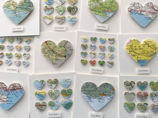 Rocket & Co. 'Love Dorset' And Dorset Area Framed Map Heart Artworks