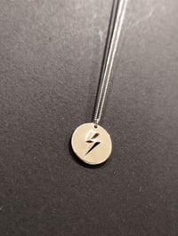 Image 13 of Silver 3D Lightning Bolt Circular Pendant and Chain (925 Silver)