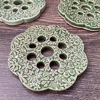 Image 2 of Green Embossed Ceramic Flower Arranging Frogs (large)