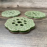 Image 3 of Green Embossed Ceramic Flower Arranging Frogs (large)