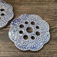 Image 2 of Blue Embossed Ceramic Flower Arranging Frogs (large)