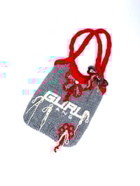 Image 2 of 🎀 PIERCED CAPSULE 🎀 UNIQUE PIECE VINTAGE KNIT FLOWER BAG CUSTOMIZED WITH SPIKES & WOOL