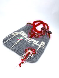 Image 3 of 🎀 PIERCED CAPSULE 🎀 UNIQUE PIECE VINTAGE KNIT FLOWER BAG CUSTOMIZED WITH SPIKES & WOOL