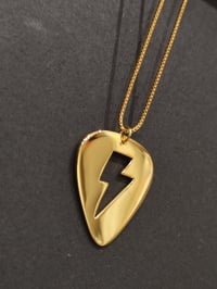 Image 6 of Gold Guitar Pick 'Flash' Lightning Bolt Necklace (925 Silver)