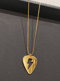 Image 12 of Gold Guitar Pick 'Flash' Lightning Bolt Necklace (925 Silver)