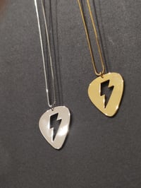 Image 11 of Gold Guitar Pick 'Flash' Lightning Bolt Necklace (925 Silver)