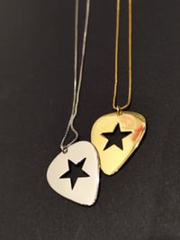 Image 7 of Silver Guitar Pick Star Pendant and Box Chain (925 Silver)