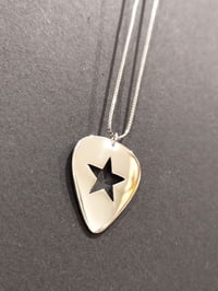 Image 1 of Silver Guitar Pick Star Pendant and Box Chain (925 Silver)