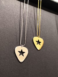 Image 11 of Silver Guitar Pick Star Pendant and Box Chain (925 Silver)