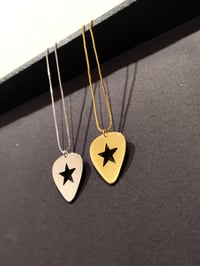 Image 13 of Silver Guitar Pick Star Pendant and Box Chain (925 Silver)