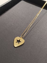 Image 8 of Gold Guitar Pick Star Pendant and Box Chain (925 Silver)