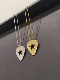 Image 9 of Gold Guitar Pick Star Pendant and Box Chain (925 Silver)